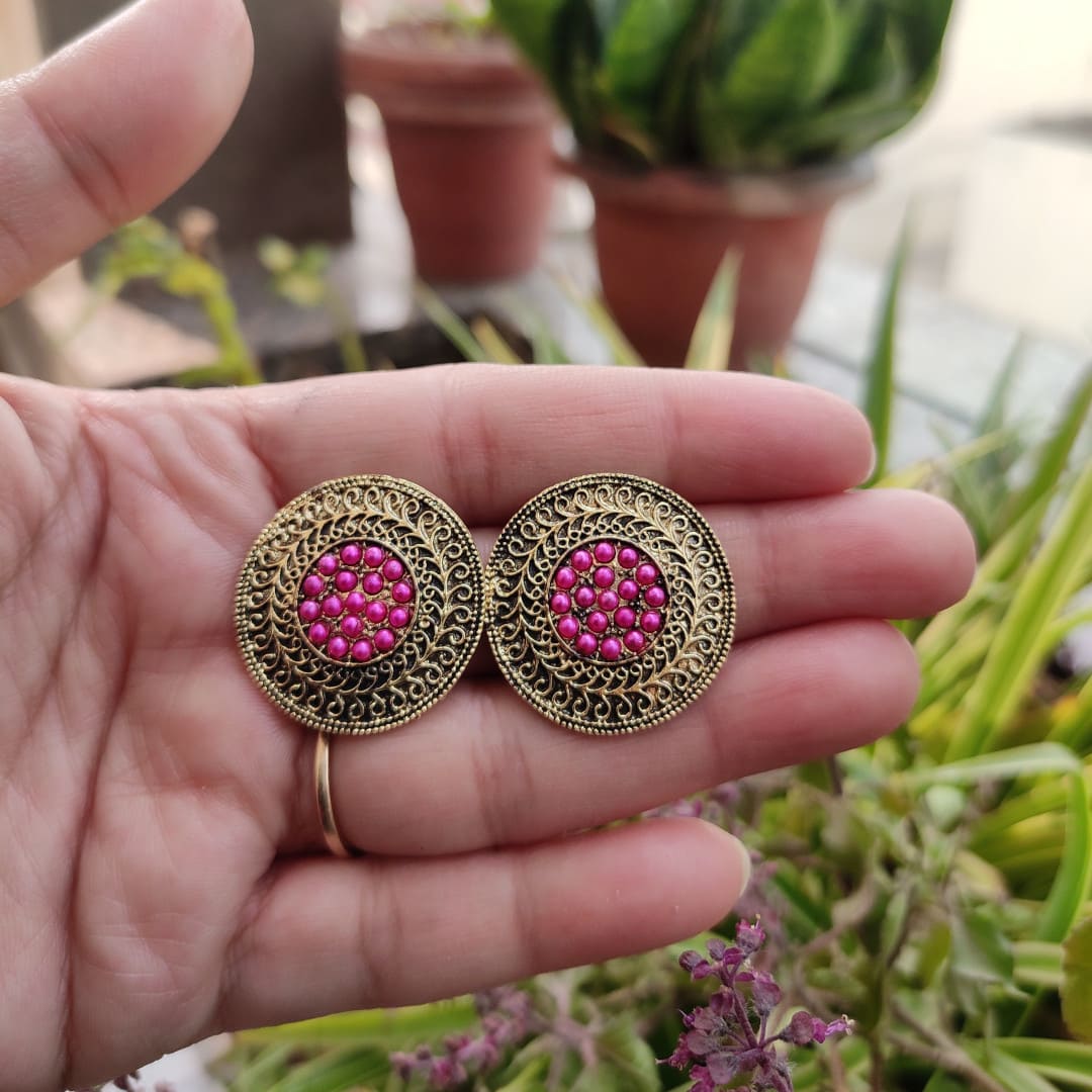 Saaj-Soi - Oxidized earrings with jute ball Colour can be... | Facebook
