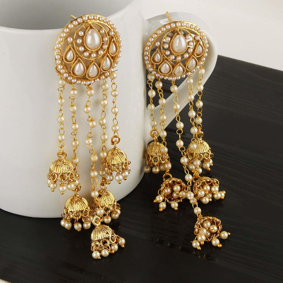 Long hot sale gold jhumka